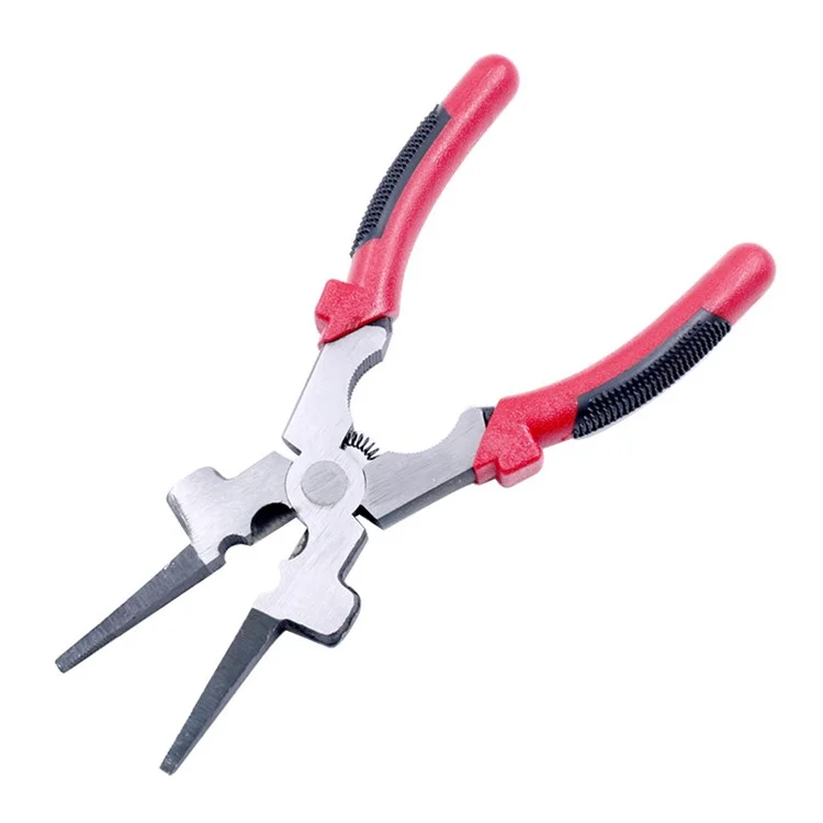 8 Inch Multi-function Welding Tongs High Carbon Steel Welder Gas Welding Protection Long-nosed Clamping Pliers - Red