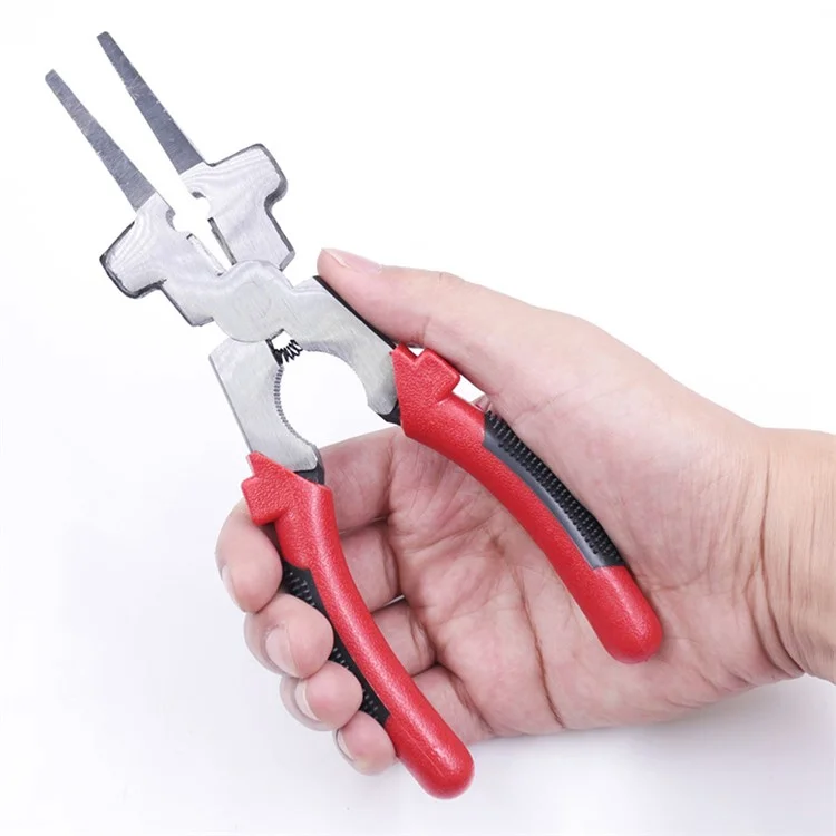 8 Inch Multi-function Welding Tongs High Carbon Steel Welder Gas Welding Protection Long-nosed Clamping Pliers - Red