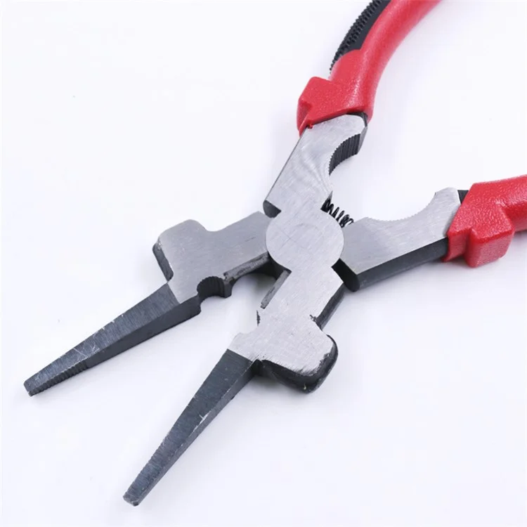 8 Inch Multi-function Welding Tongs High Carbon Steel Welder Gas Welding Protection Long-nosed Clamping Pliers - Red