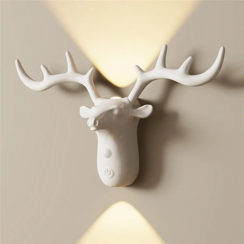DSW001 Standard Version Deer Shape Touch LED Night Light Motion Sensor 3 Colors Dimming Magnetic Wall Lamp - White