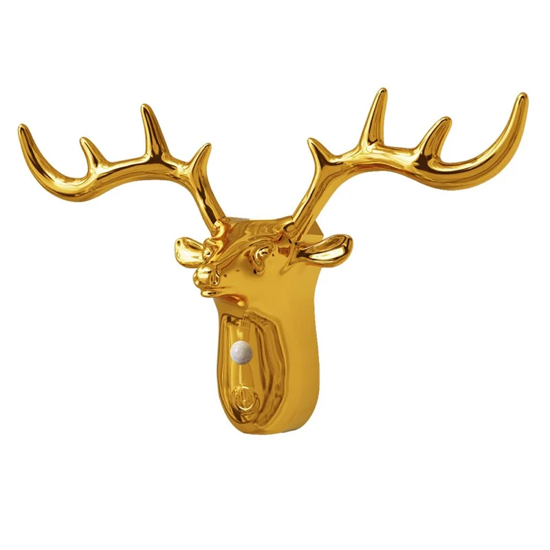 DSW001 Electroplated Deer Shape Touch LED Night Light Motion Sensor 3 Colors Dimming Magnetic Wall Lamp - Gold
