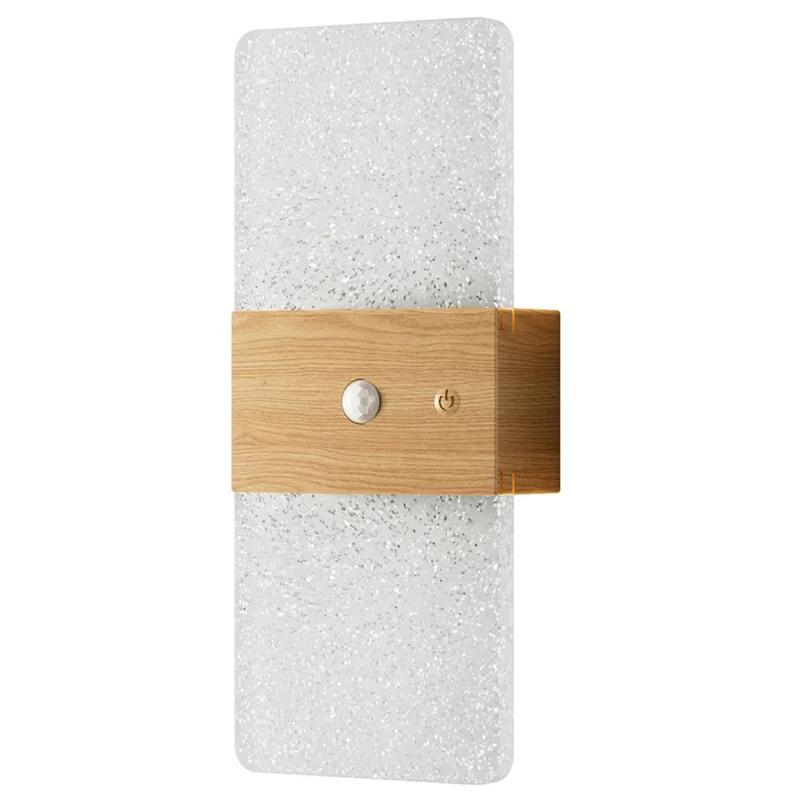 ASW001 / ASW002 Water Transfer Wood Grain LED Motion Sensor Magnetic Wall Lamp Touch Control Long Strip Bedside Wall Light - Rectangular  /  Wood Grain