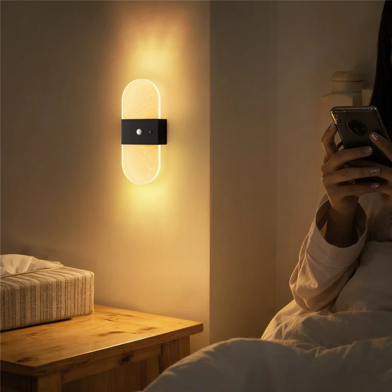 ASW001 / ASW002 Standard Version LED Motion Sensor Magnetic Wall Lamp Touch Control Long Strip Bedside Wall Light - Rectangular  /  White