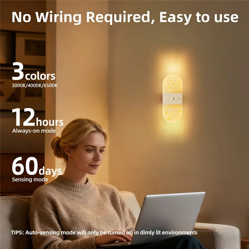 ASW003  /  ASW004 Standard Version Magnetic Wall Lamp Motion Sensor Rechargeable Long Strip Bedside Wall Light - Rectangular  /  White