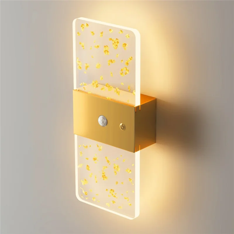 ASW003 / ASW004 Lampe murale magnétique électroplaquée avec capteur de mouvement Bande longue rechargeable Lampe de chevet murale - Rectangulaire / Or