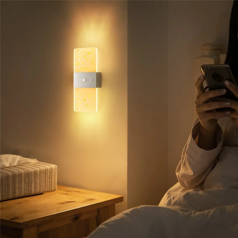 ASW003 / ASW004 Lampe murale magnétique électroplaquée avec capteur de mouvement Bande longue rechargeable Lampe de chevet murale - Rectangulaire / Or