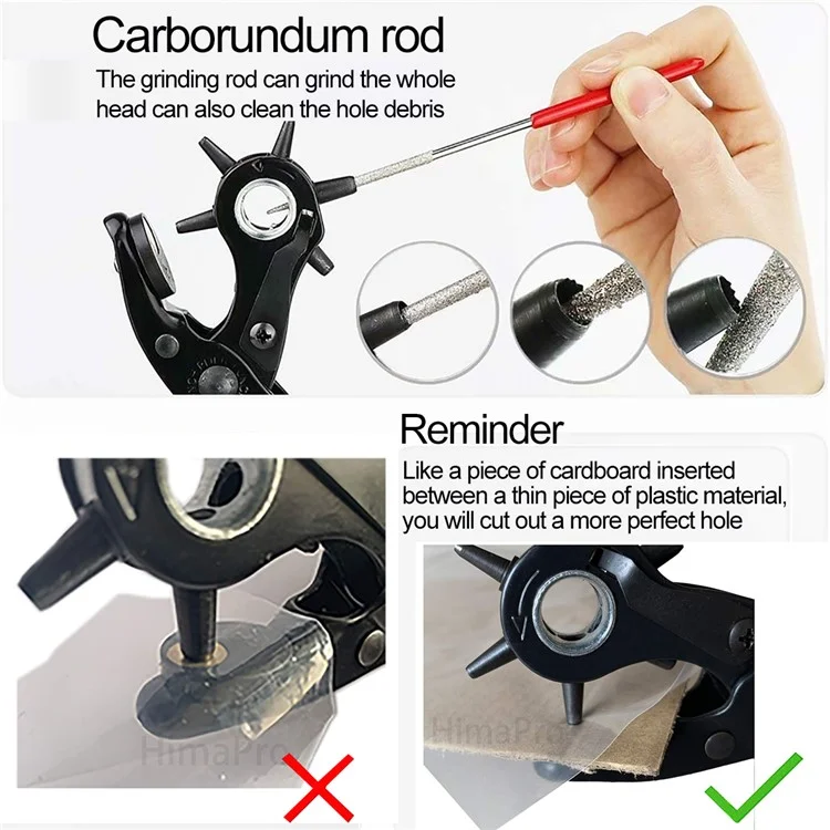 THD 皮革打孔工具皮帶打孔鉗起子尺打磨杆皮革工藝工具套裝 - 藍色