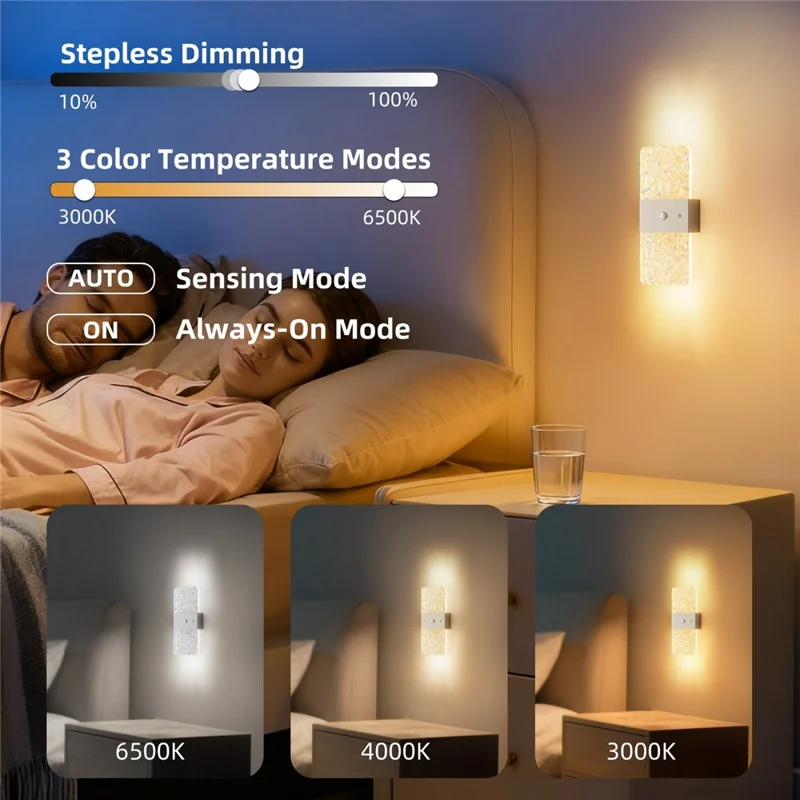 ASW005  /  ASW006 Standard Version Magnetic Wall Light LED Motion Sensor Cordless Touch Control Wall Lamp - Rectangular  /  White