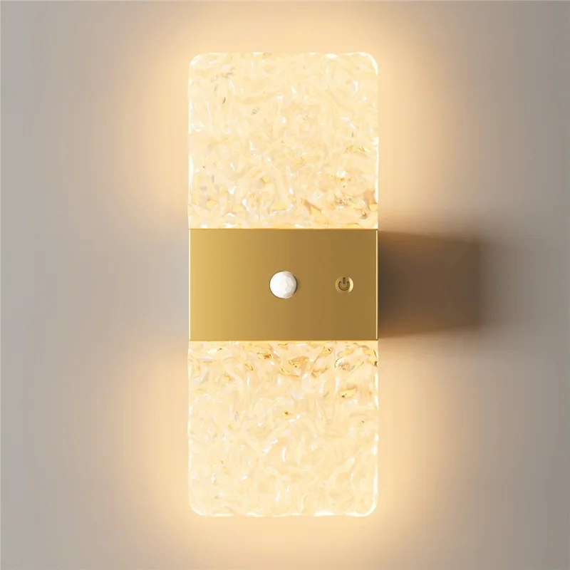ASW005  /  ASW006 Electroplated Magnetic Wall Light LED Motion Sensor Cordless Touch Control Wall Lamp - Rectangular  /  Gold