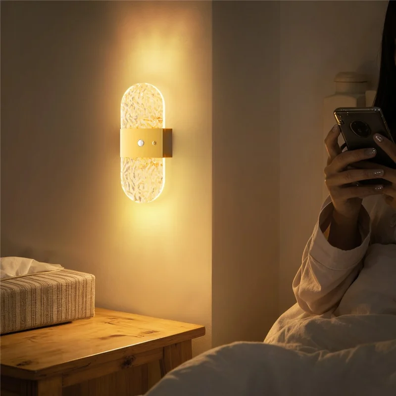 ASW005  /  ASW006 Electroplated Magnetic Wall Light LED Motion Sensor Cordless Touch Control Wall Lamp - Rectangular  /  Gold