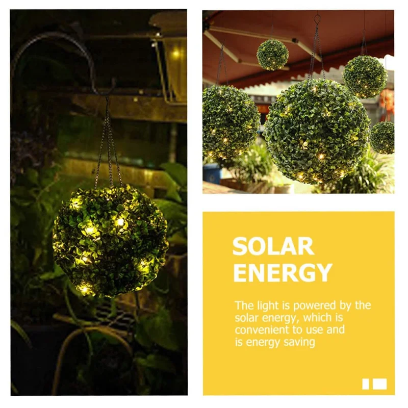 14 x 34cm Solar Powered LED Light Artificial Flower Ball String Lights for Outdoor Garden Decor