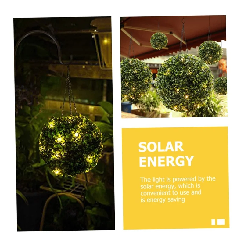 24 x 46.5cm Solar Powered LED Light Artificial Flower Ball String Lights for Outdoor Garden Decor
