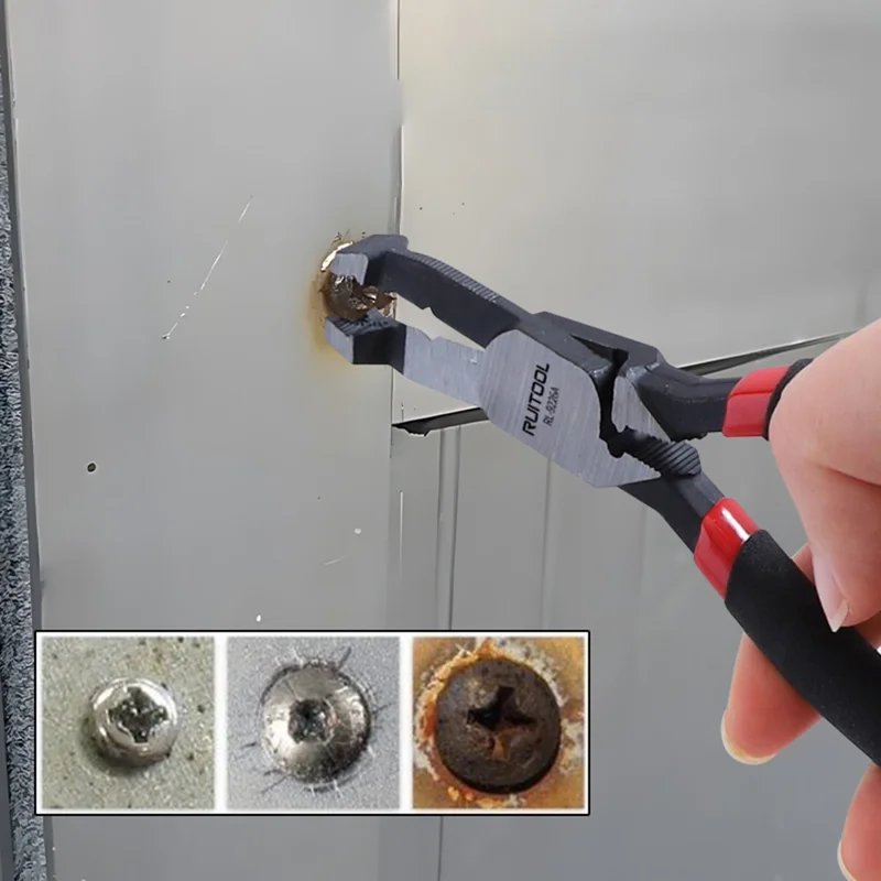 Multifunctionele Schroefextractor Tangen Hoge-hardheids Stalen Draadsnijder met Antisliphandvat voor Roestige en Beschadigde Schroeven - RL-9226A / Zwart