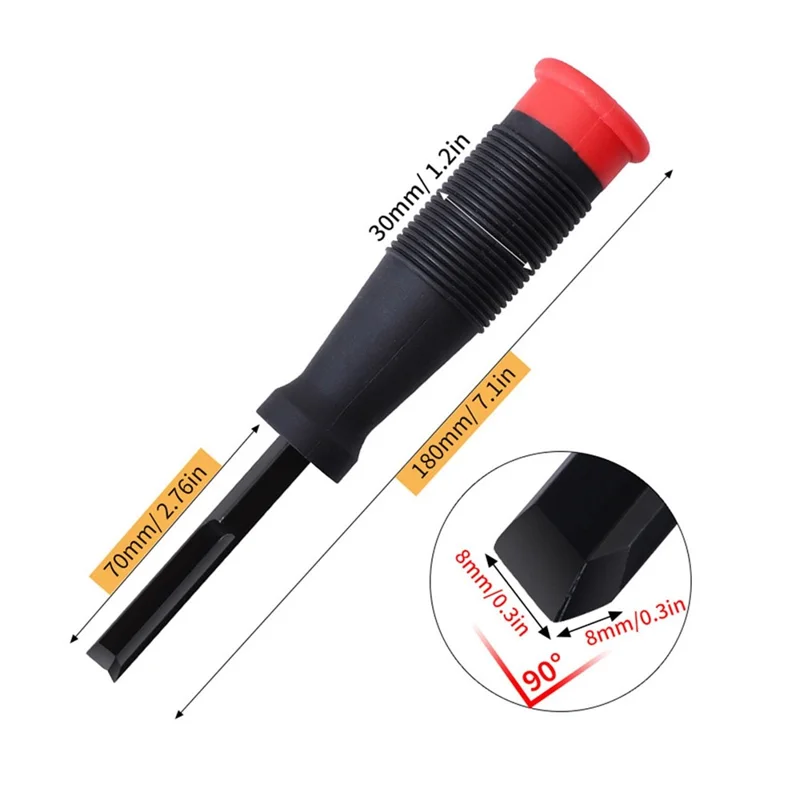 Chrome Vanadium Steel Right Angle Wood Chisel 90° Hinge Mortise Carving Grooving Tool for Woodworking - 8mm  /  Red