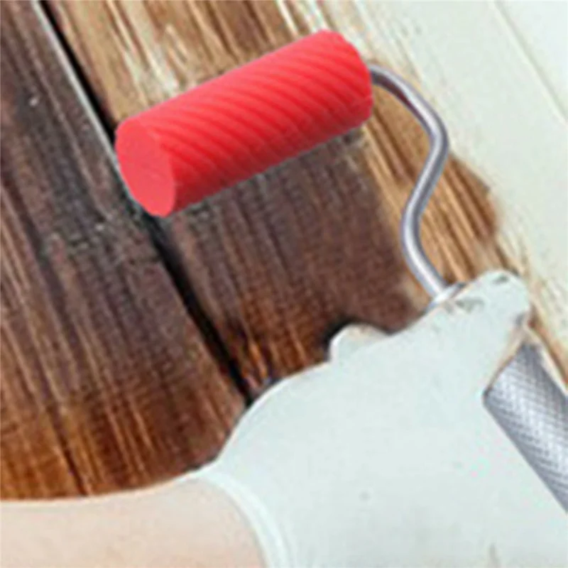 Zestaw pędzli z pojemnikiem silikonowym z wałkiem, wielokrotnego użytku, tacka do farby, aplikator kleju do drewna - czerwony