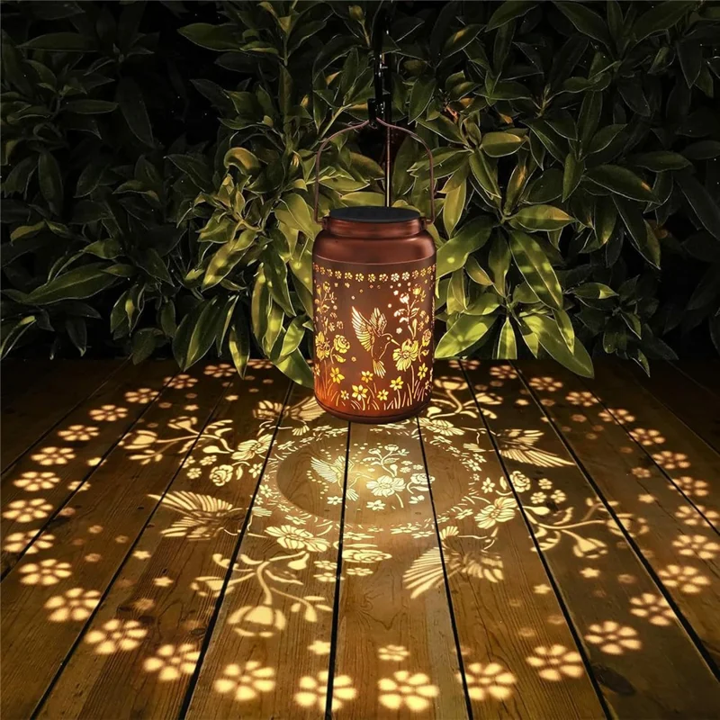 Metal Solar Lanterns IP65 Waterproof Hanging Decorative Solar Light for Yard Patio Lawn Pathway Landscape - Hummingbird (Style A)