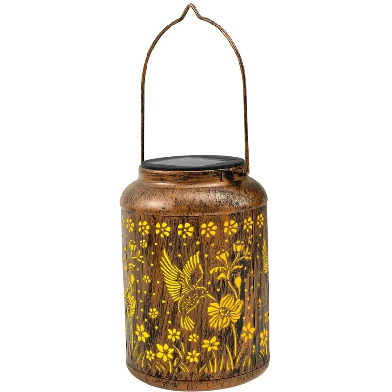 Metal Solar Lanterns IP65 Waterproof Hanging Decorative Solar Light for Yard Patio Lawn Pathway Landscape - Hummingbird (Style A)