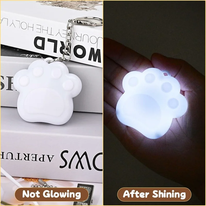 LED Touch Sensor Keychain Light USB-C Rechargeable Purse Handbag Light for Finding Items - Paw  /  White