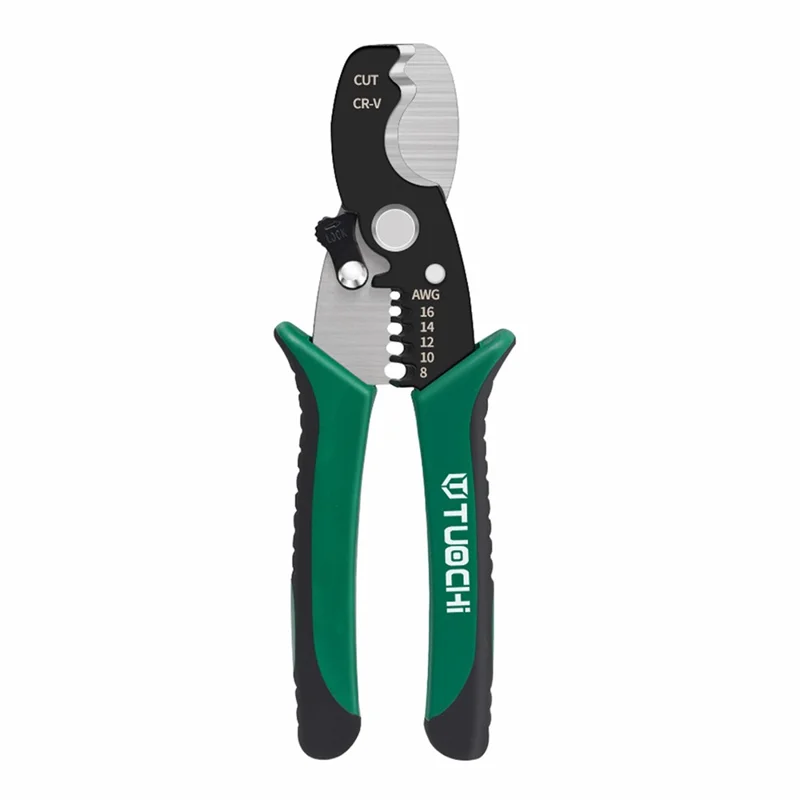 TUOCHI Alicates Multifuncionales para Pelar Cables 8-16 AWG Cortacables Herramienta de Engarce Alicates para Trabajo Eléctrico - 8 Pulgadas