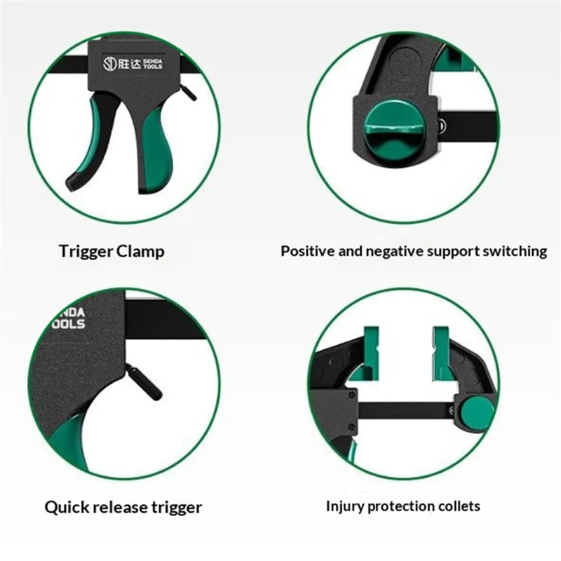 SENDA TOOLS Morsetto per Lavorazione del Legno 8 Pollici Morsetto F a Doppia Direzione Regolabile con Bloccaggio Rapido a Grilletto