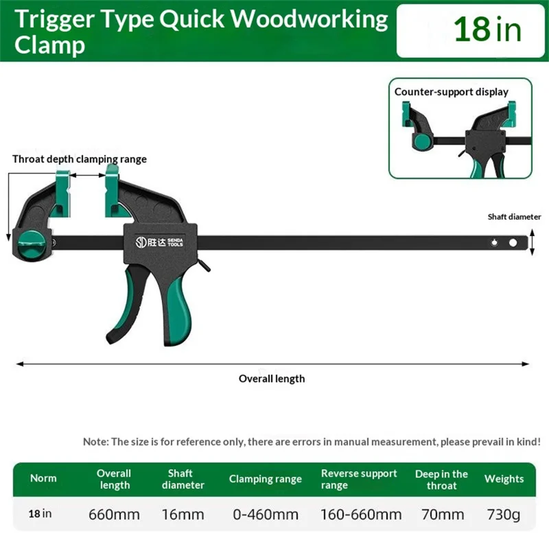SENDA TOOLS Morsetto per Falegnameria 18 Pollici Morsetto F Regolabile Pesante a Doppia Direzione con Bloccaggio Rapido a Grilletto