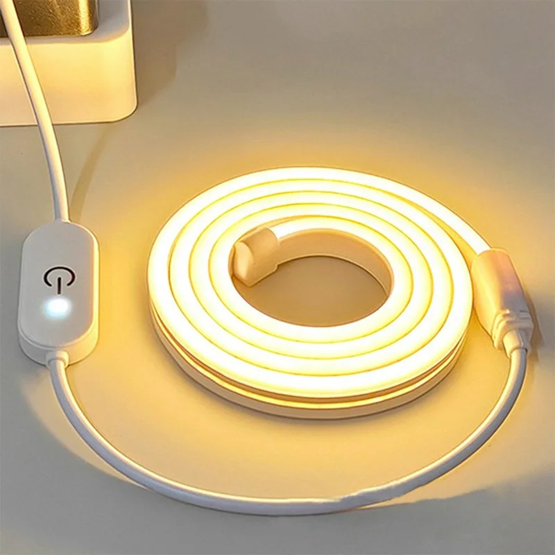 1m 5V USB LED Strip Light with Double-Sided Adhesive Tape Flexible Silicone Touch Dimming Lamp Tape for Mirror - 4000K  /  Neutral Light