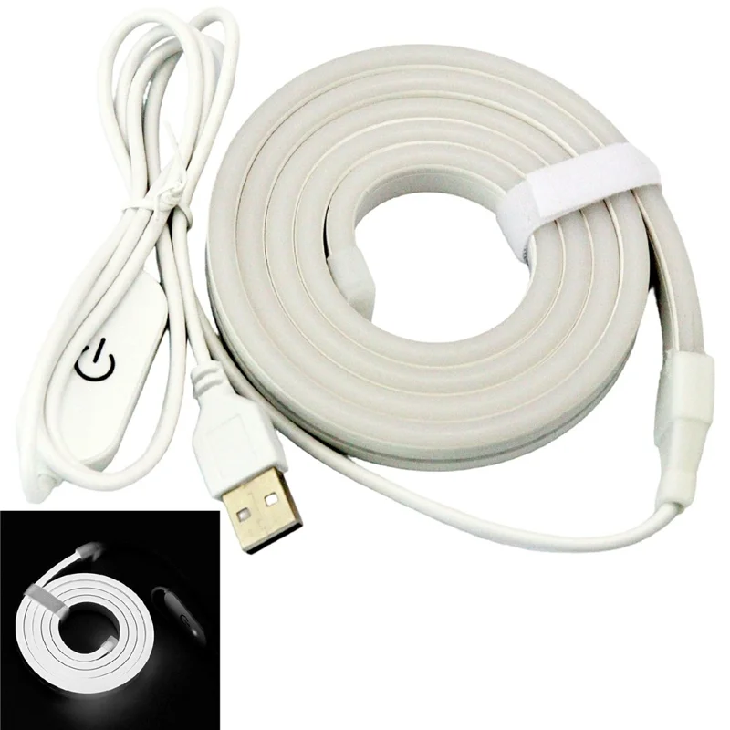 4m 5V USB LED Strip Light with Double-Sided Adhesive Tape Flexible Silicone Touch Dimming Lamp Tape for Mirror - 3000K  /  Warm White Light