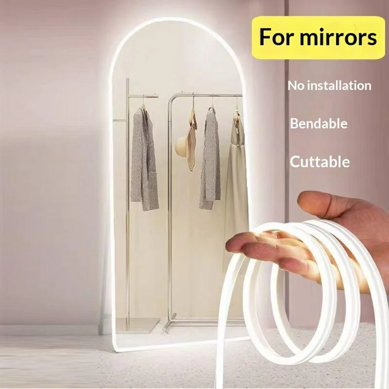 5m 5V USB LED Strip Light with Double-Sided Adhesive Tape Flexible Silicone Touch Dimming Lamp Tape for Mirror - 4000K  /  Neutral Light