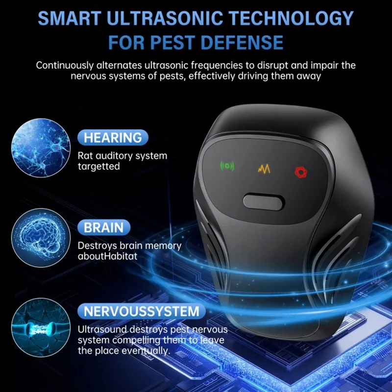 LC-905 Ultrasonic Pest Repeller 9-66KHz Plug-in Mice Repellent Mouse Deterrent Rat Repeller for Mosquito Cockroach - EU Plug