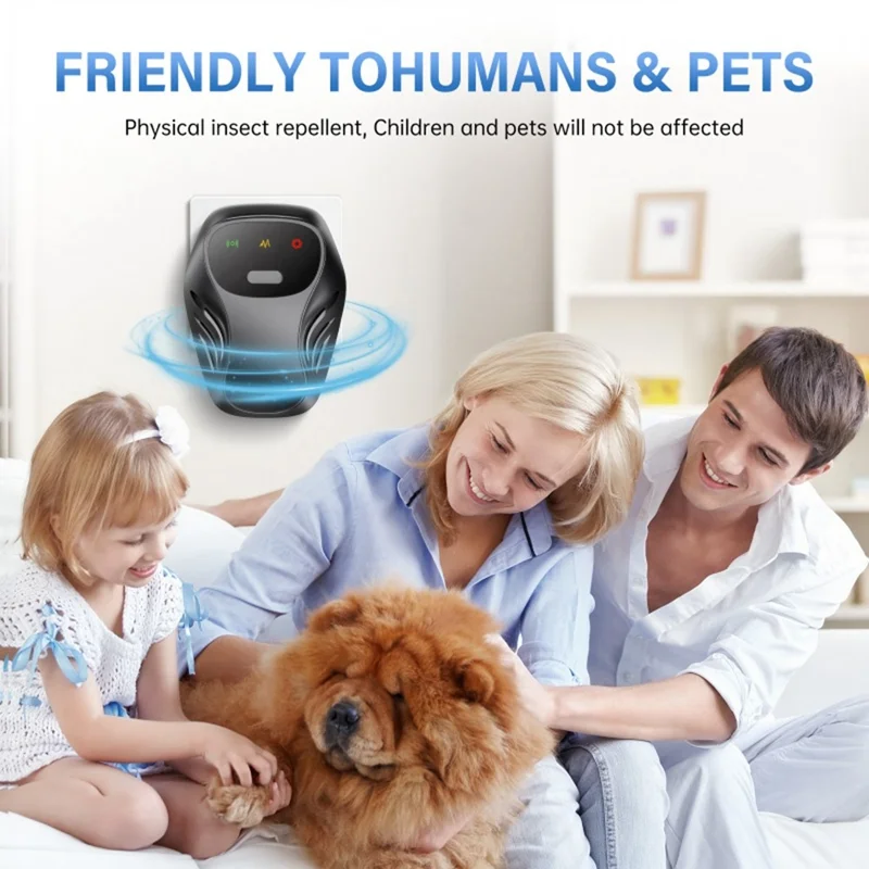 LC-905 Ultrasonic Pest Repeller 9-66KHz Plug-in Mice Repellent Mouse Deterrent Rat Repeller for Mosquito Cockroach - EU Plug