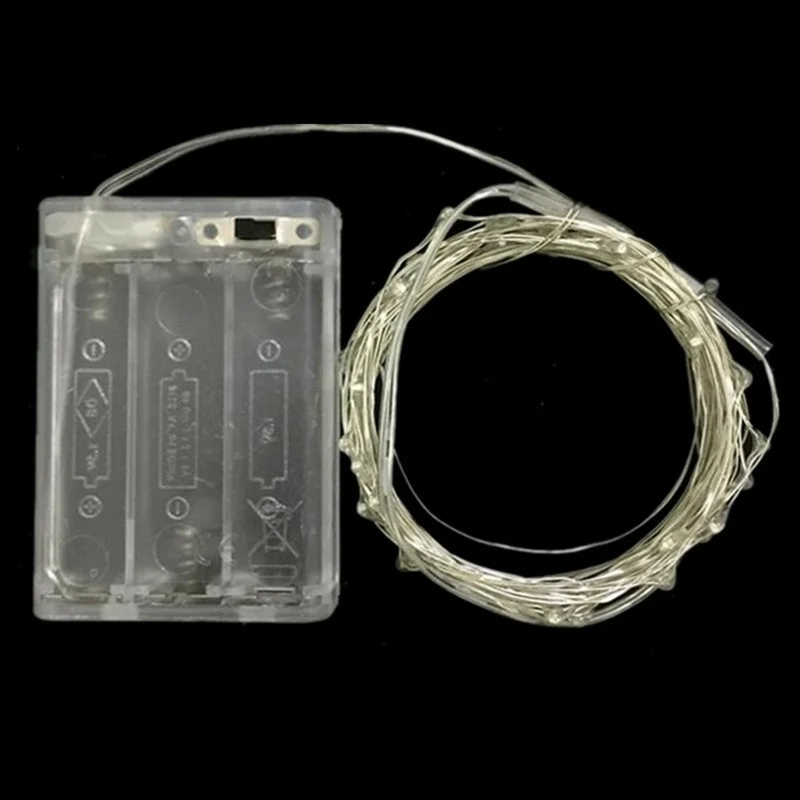 10m 100-LED Copper Wire String Lights Battery Operated Fairy Lamp with Empty Battery Box for Christmas Wedding Party Decoration - Warm White