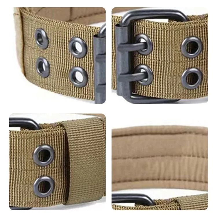 Nylon Tactical Dog Collar Military Adjustable Durable for Large German Shepherd Outdoor Working Training Walking Pet Supplies - Black / XL