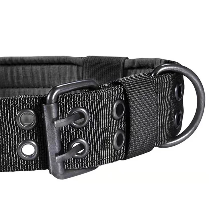 Nylon Tactical Dog Collar Military Adjustable Durable for Large German Shepherd Outdoor Working Training Walking Pet Supplies - Black / XL