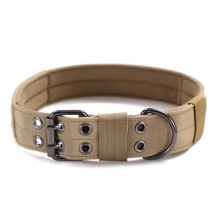 Nylon Tactical Dog Collar Military Adjustable Durable for Large German Shepherd Outdoor Working Training Walking Pet Supplies - Army Green / XL