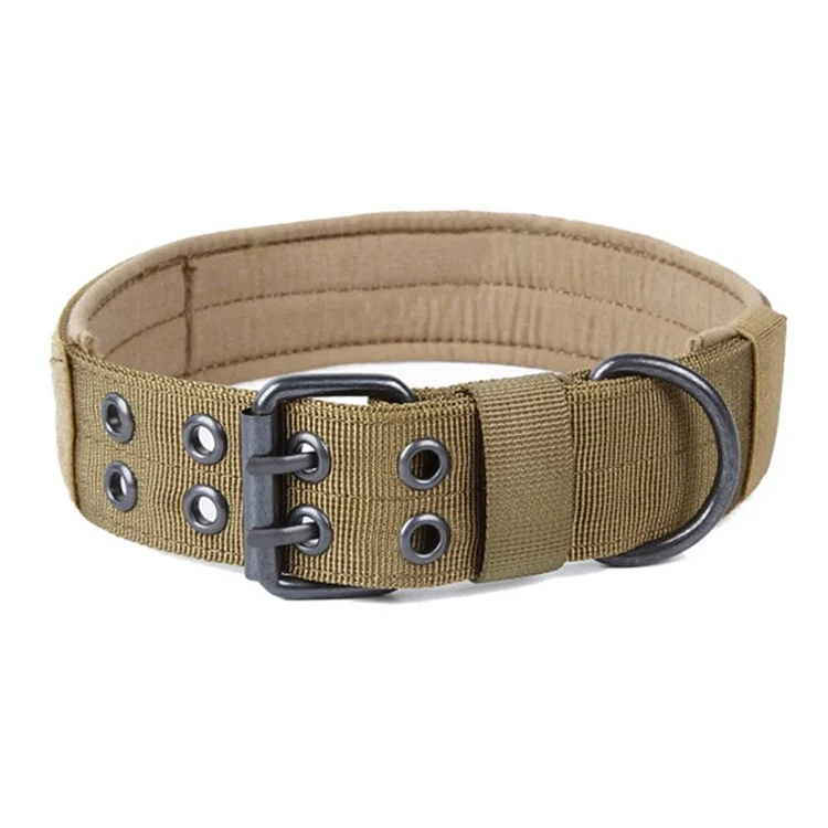 Nylon Tactical Dog Collar Military Adjustable Durable for Large German Shepherd Outdoor Working Training Walking Pet Supplies - Army Green / XL