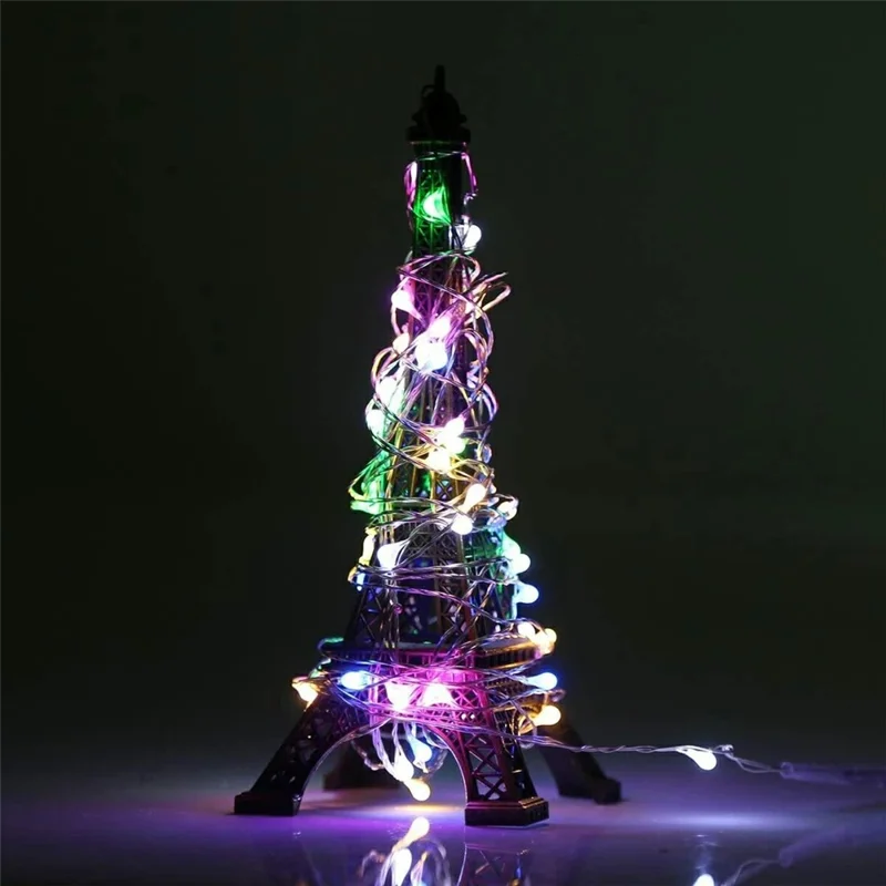 10 m, 100-LED Kupferdraht-Lichterkette, 8 Modi, leere Batteriebox, wasserdicht, mit Fernbedienung, Feenlicht für Party, Weihnachtsdekoration – bunt