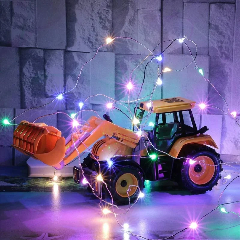 10 m, 100-LED Kupferdraht-Lichterkette, 8 Modi, leere Batteriebox, wasserdicht, mit Fernbedienung, Feenlicht für Party, Weihnachtsdekoration – bunt