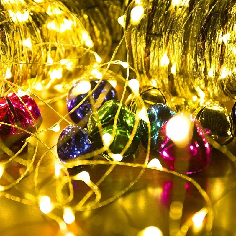 10 m, 100-LED, USB-betriebene Kupferdraht-Lichterkette mit Fernbedienung, 8 Modi, Timer, Feenlichterkette für Weihnachten, Party, Wohnraumdekoration – Warmweiß