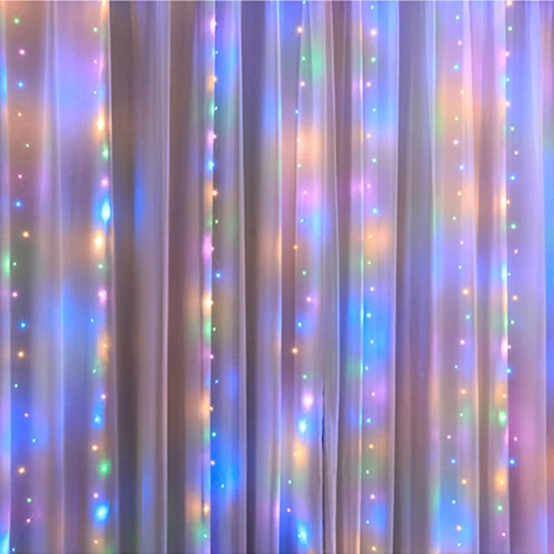 Lumières en rideau 6x3 m 600 LED, guirlande lumineuse avec télécommande USB et crochets pour chambre, Noël - blanc chaud