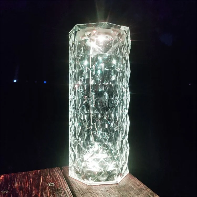 RS-ZSTD Size L Crystal Lamp 16 Color Changing RGB Night Light USB Charging Romantic LED Rose Shape Diamond Texture Table Lamp with Touch APP Remote Control