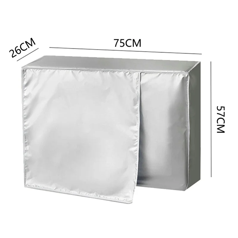 Size S 75x26x57cm Outdoor AC Unit Cover Waterproof Dustproof Sunproof AC Unit Protective Cover - Silver