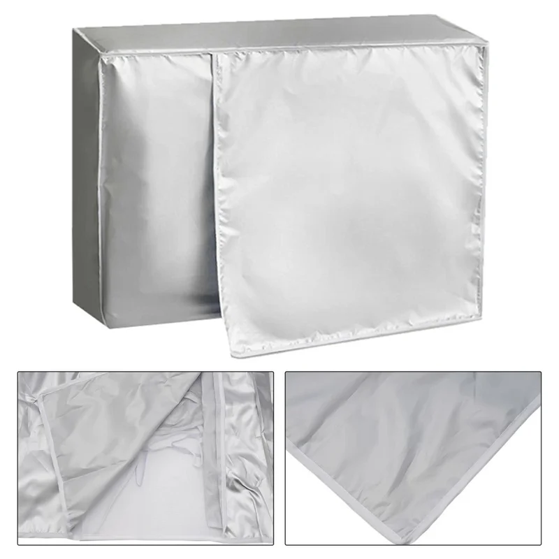 Size L 86x35x60cm Outdoor AC Unit Cover Waterproof Dustproof Sunproof AC Unit Protective Cover - Silver