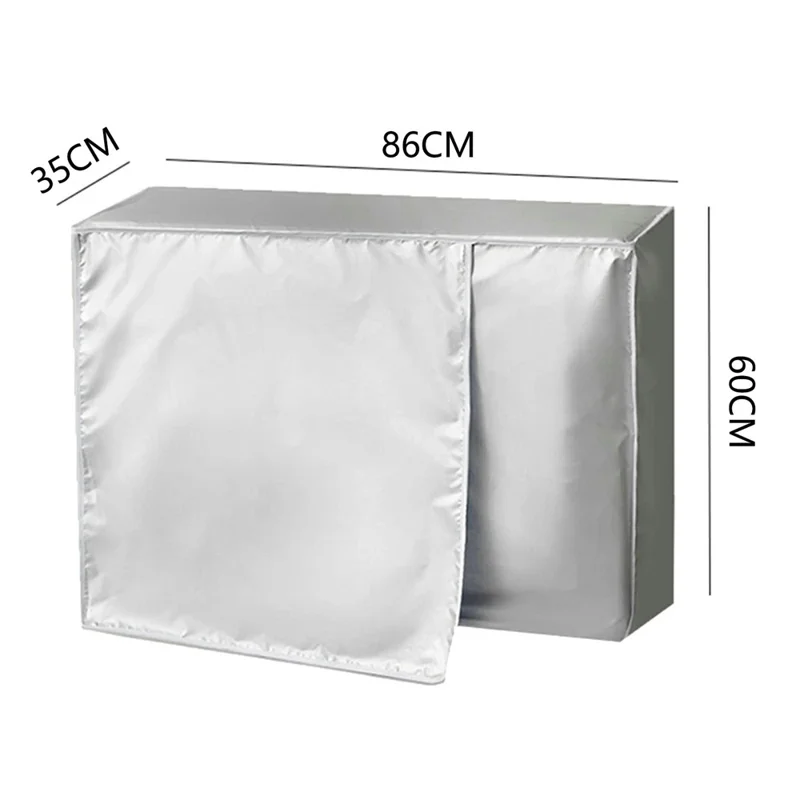 Size L 86x35x60cm Outdoor AC Unit Cover Waterproof Dustproof Sunproof AC Unit Protective Cover - Silver