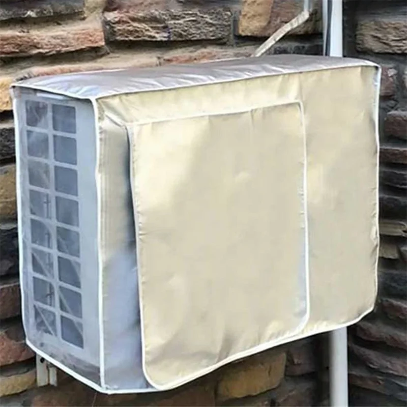 Size L 86x35x60cm Outdoor AC Unit Cover Waterproof Dustproof Sunproof AC Unit Protective Cover - Silver