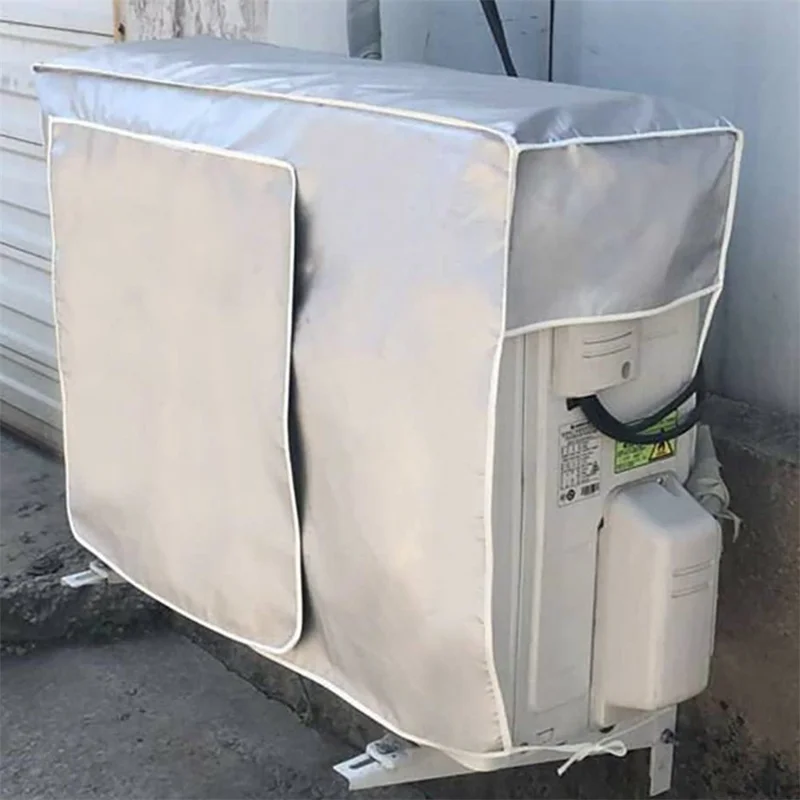 Size L 86x35x60cm Outdoor AC Unit Cover Waterproof Dustproof Sunproof AC Unit Protective Cover - Silver