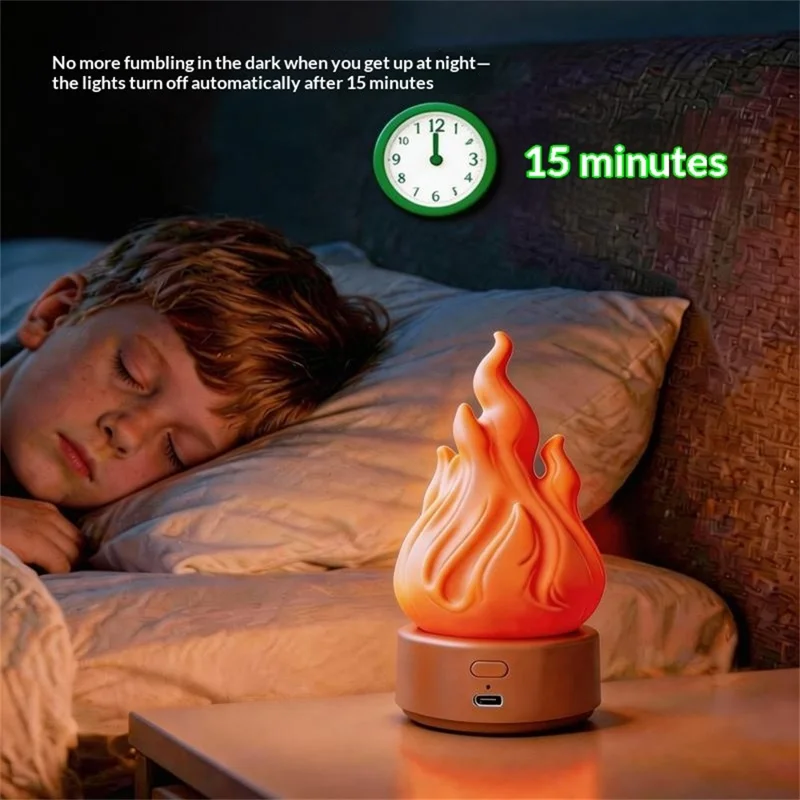 HZ-K03A LED Flame-Effect Light 2000K Rechargeable Portable Camping Night Light with Timer - Orange