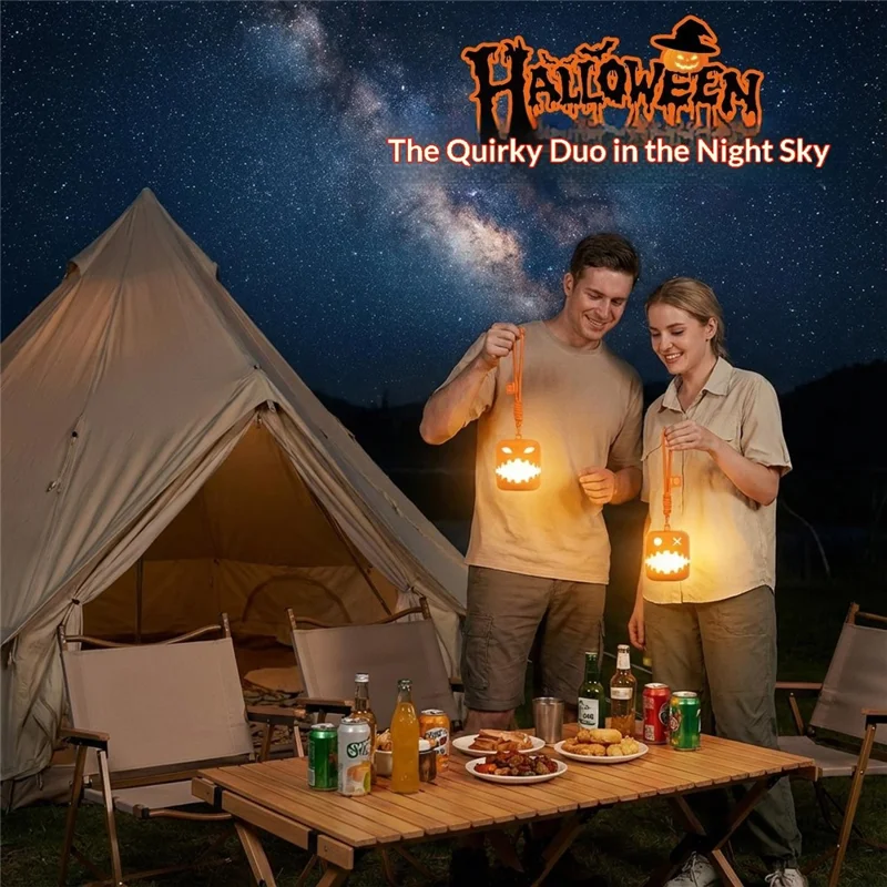 HZ-K10 Halloween Pumpkin LED Night Light 7-Color RGB Rechargeable Lantern with Pull Cord