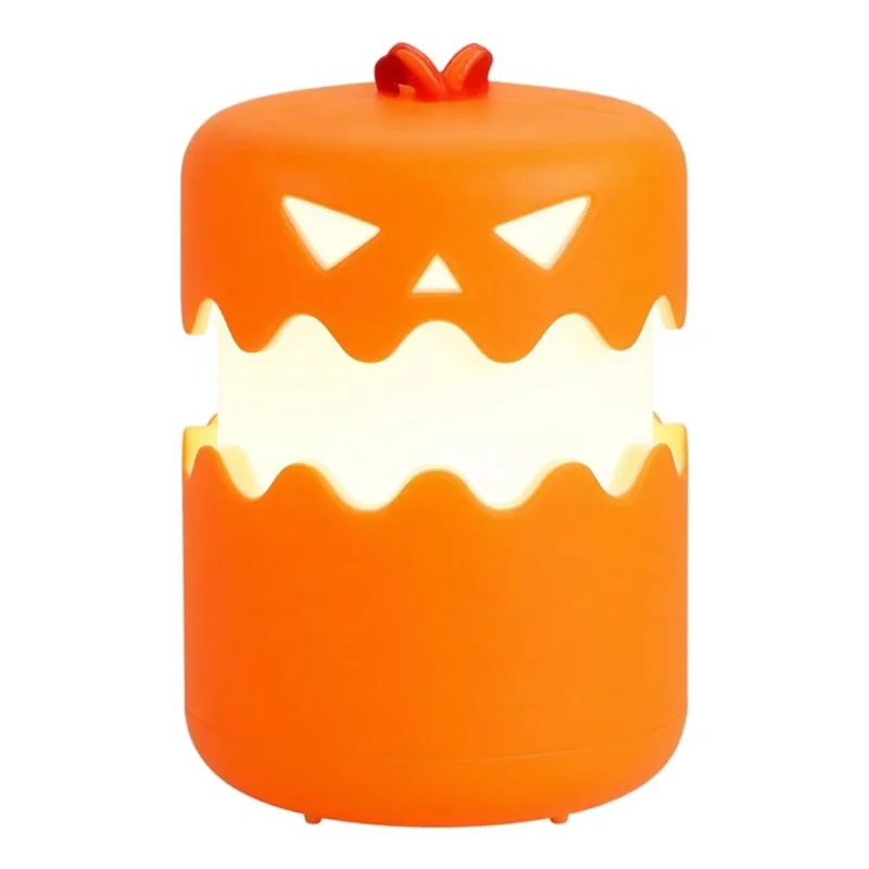 Halloween Pumpkin Lantern Retractable LED Night Light 1800mAh Type-C Rechargeable - Orange