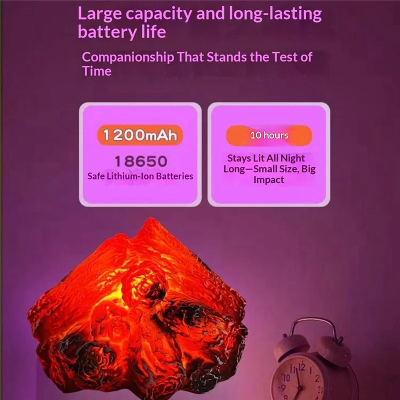 K06 LED Charcoal Flame Lamp Dual Mode USB Rechargeable Simulated Wood Burning Night Light