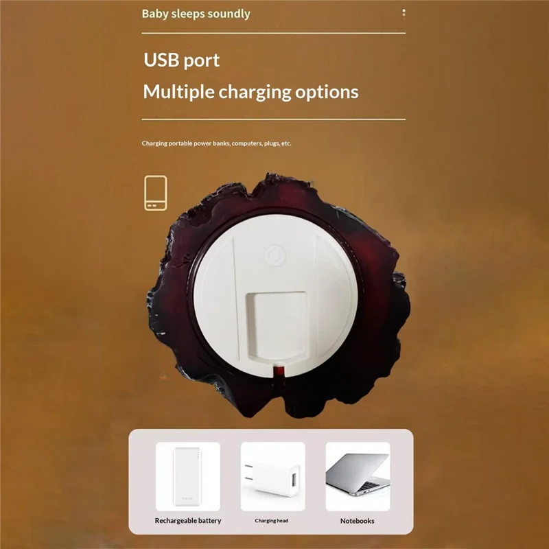 K06 LED Charcoal Flame Lamp Dual Mode USB Rechargeable Simulated Wood Burning Night Light